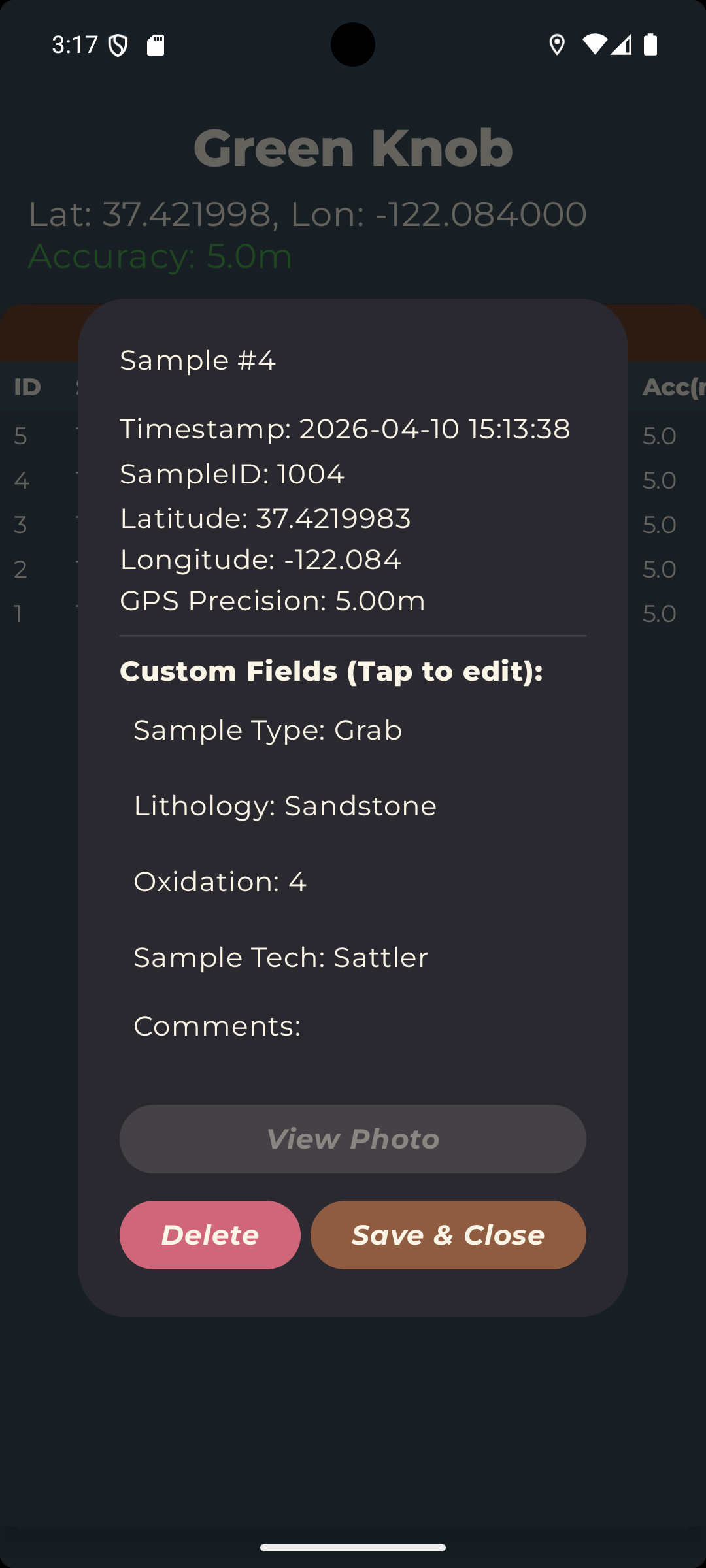 Sample entry
